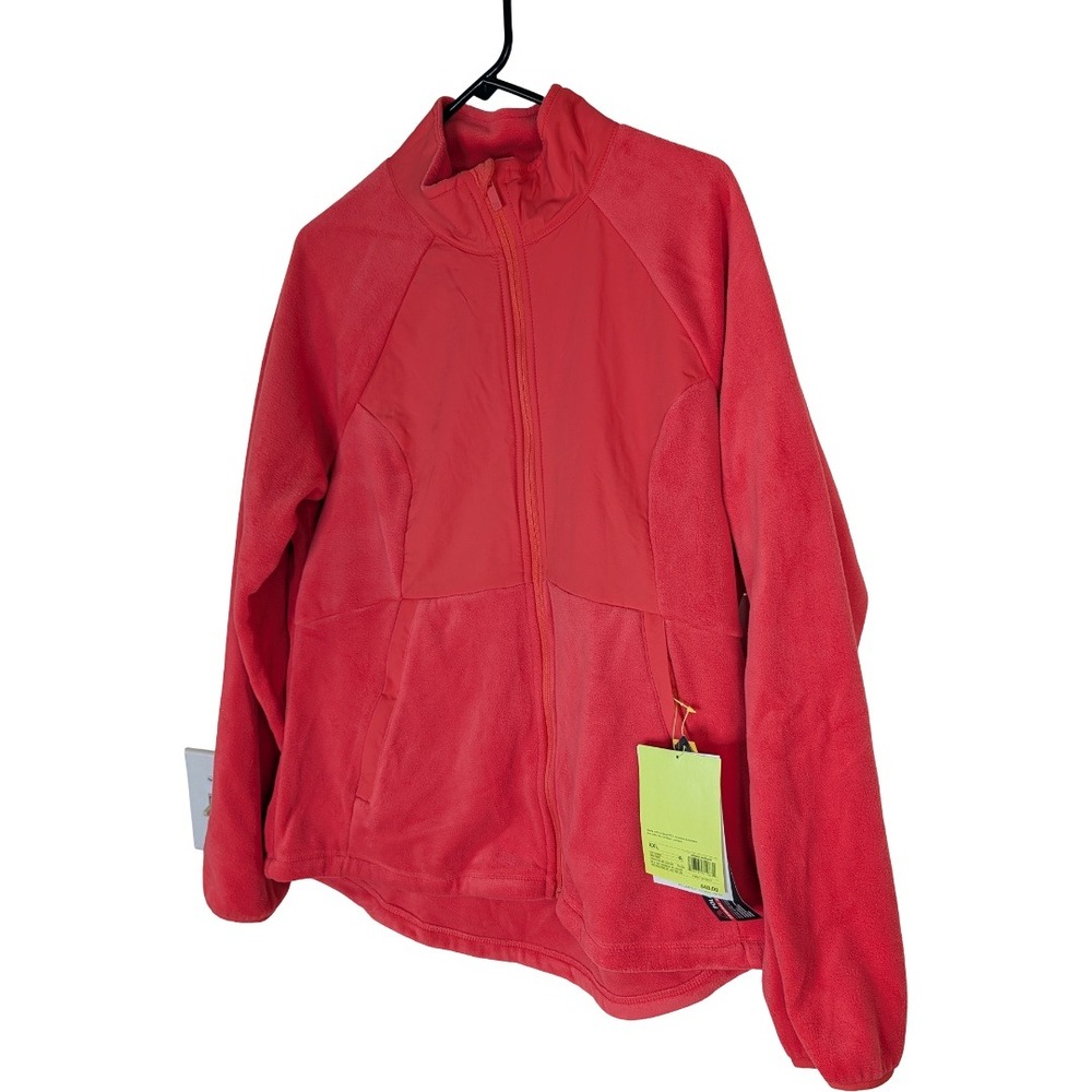 All in Motion Polartec Fleece Jacket Womens XXL Coral Red Full Zip Nylon Overlay - Picture 6 of 16